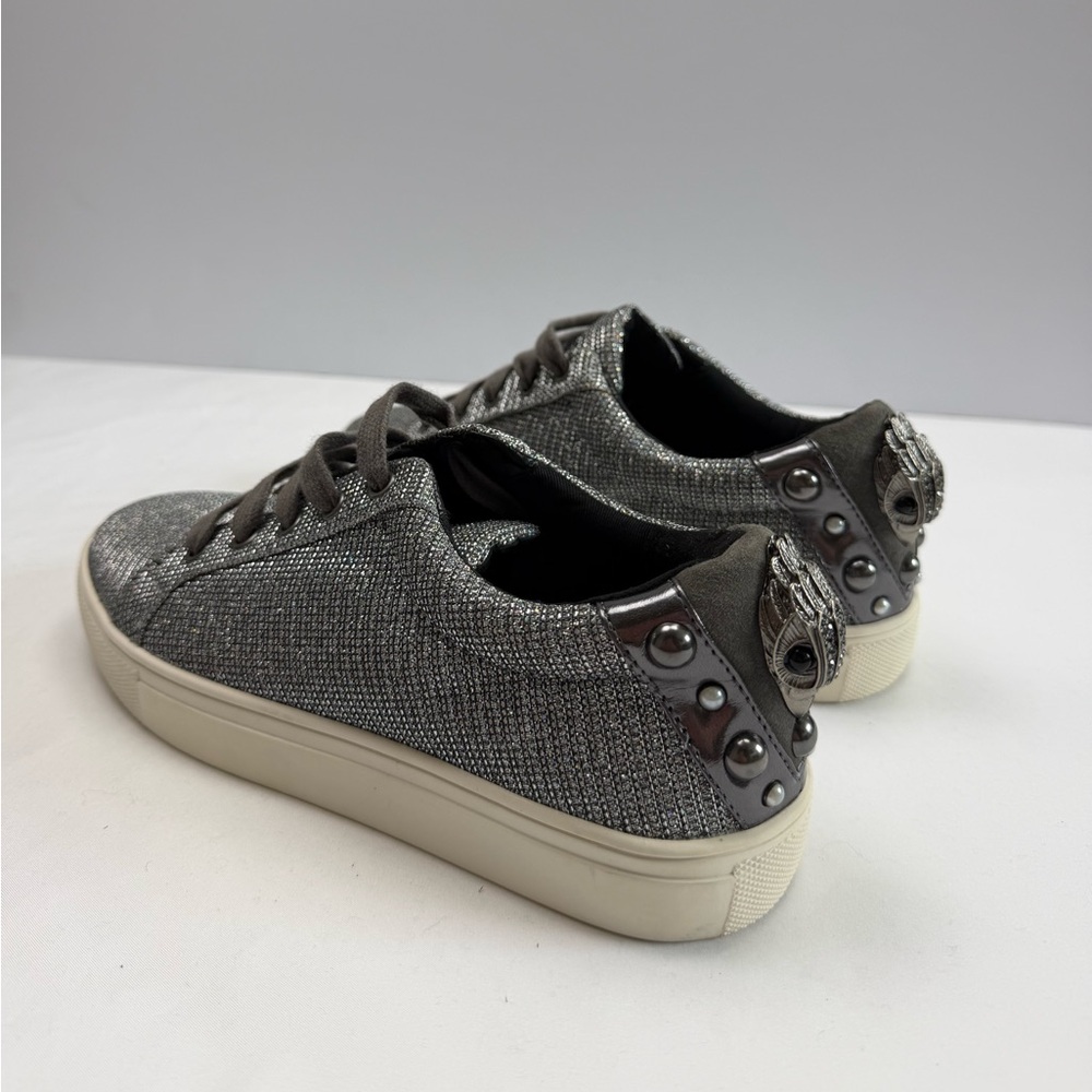 NWOT Kurt Geiger London Silver Glitter Eagle Sneakers Women’s Size 7 EU 37 - Picture 3 of 9